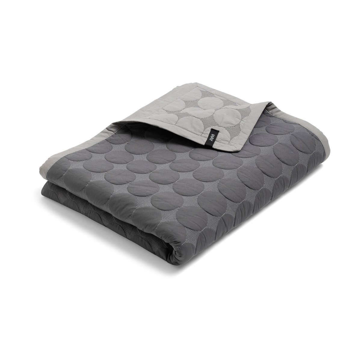HAY Mega Dot sprei organic 260x260 cm Dark grey | Scandinavisch Interieur | Bedspreien | Grijs