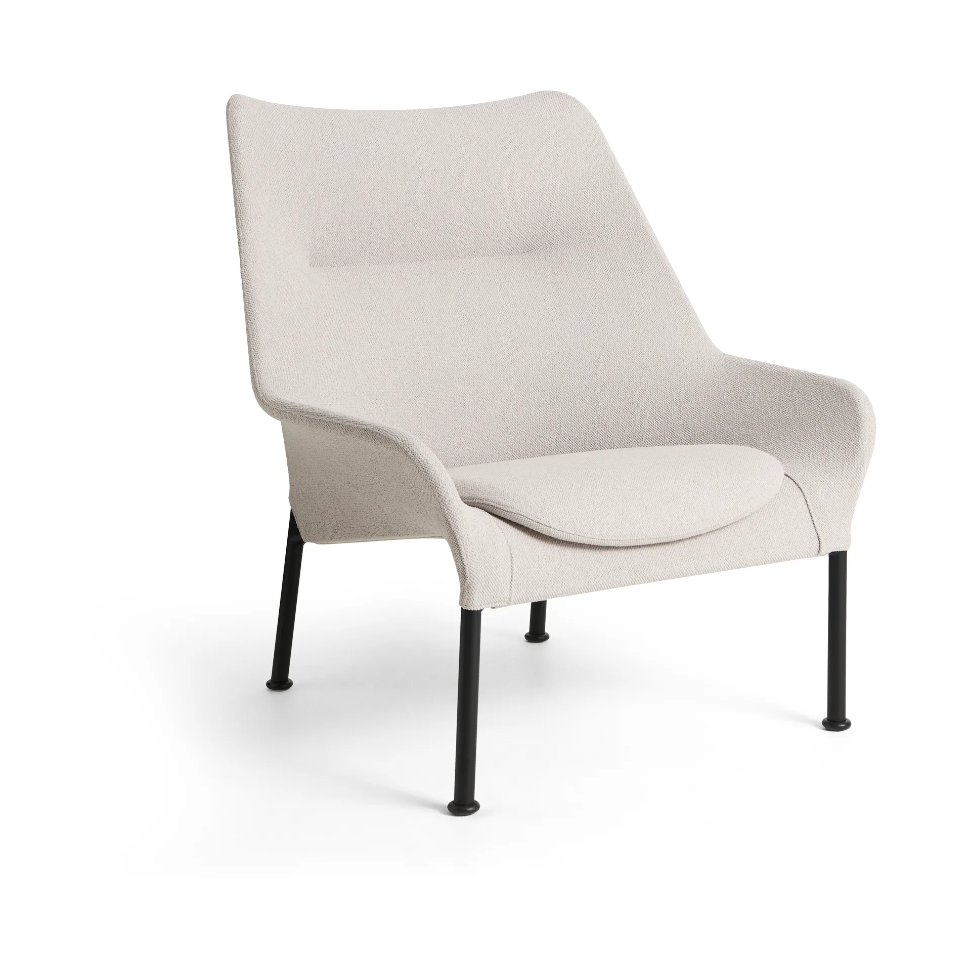 O2 Lounge Chair fauteuil, Soft light greysvartgelakt staal HAY