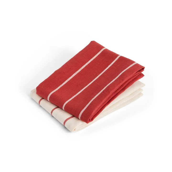 Outdoor Market keukendoek - Beige-rood, 2-pack - HAY