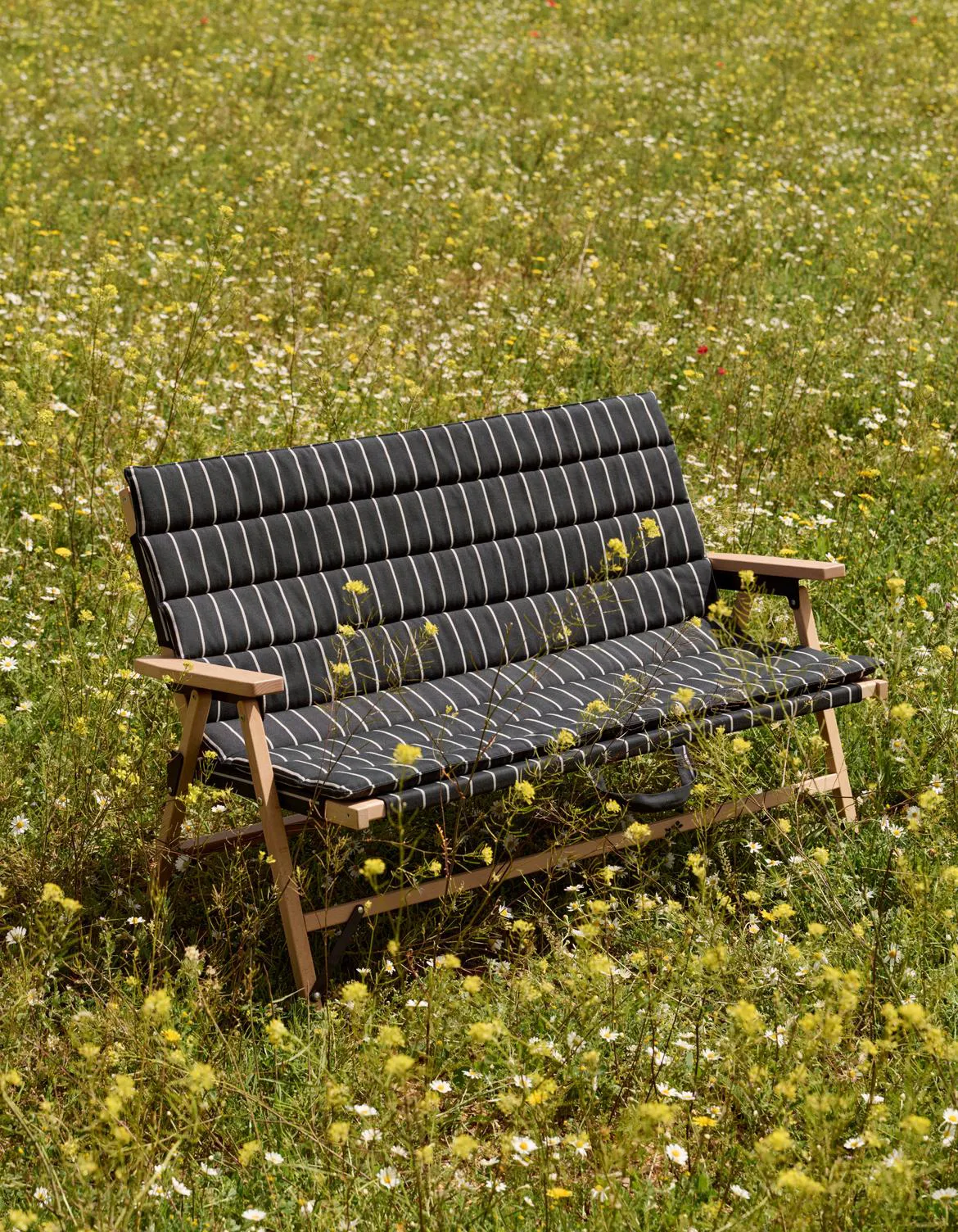 Outdoor Market klapbank, Zwart-beige, 2-zits HAY