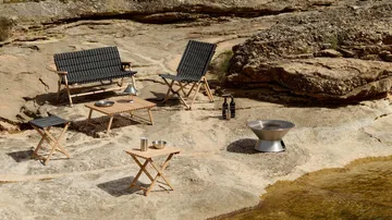 Outdoor Market klapbank - Zwart-beige, 2-zits - HAY