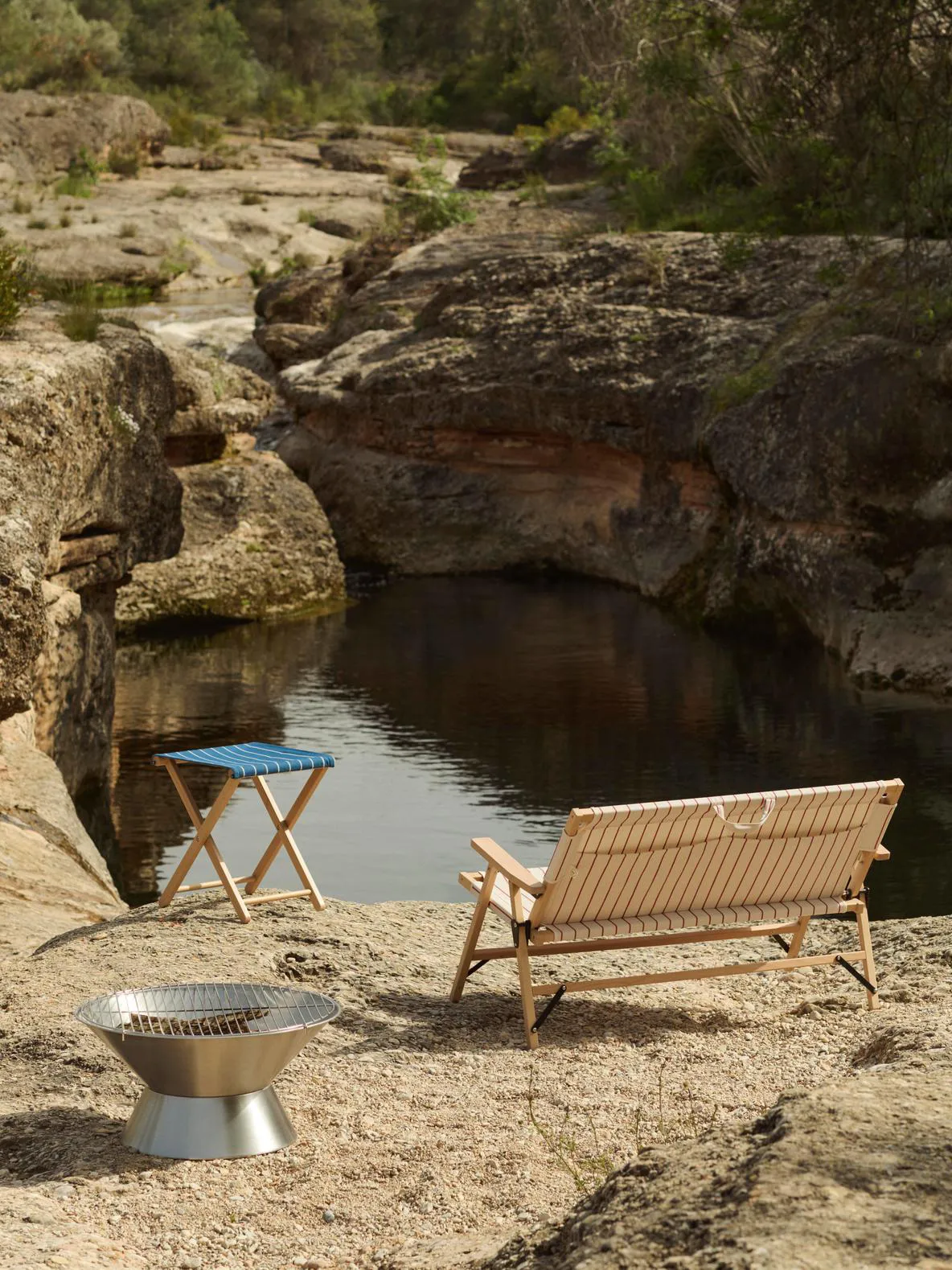 Outdoor Market klapkruk, Blauw-beige HAY