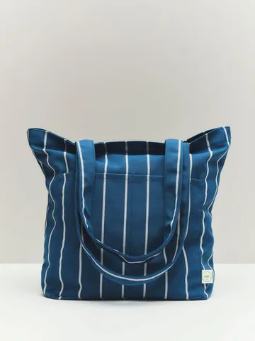 Outdoor Market stoffen tas - Blauw-beige, medium - HAY