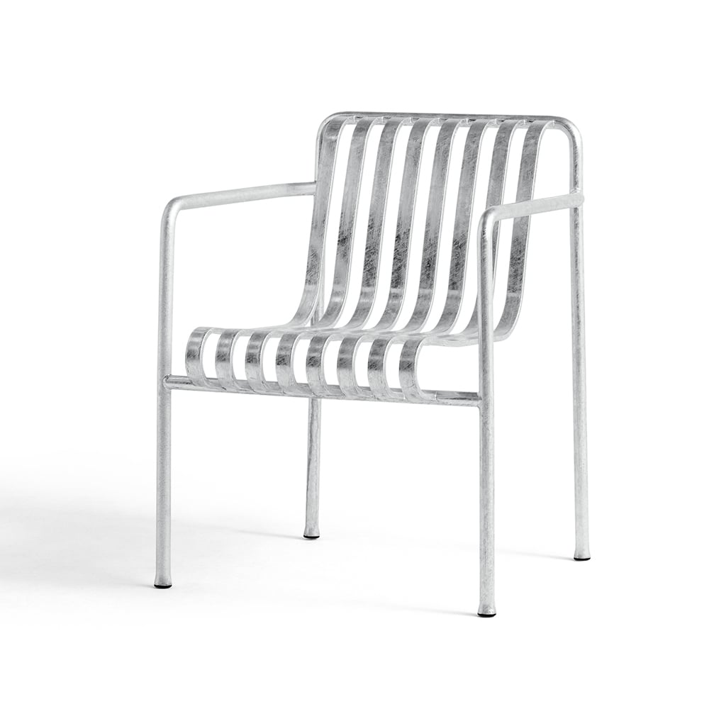 HAY Palissade Dining armstoel hot galvanized | Scandinavisch Interieur | Tuinstoelen | Zilverkleurig