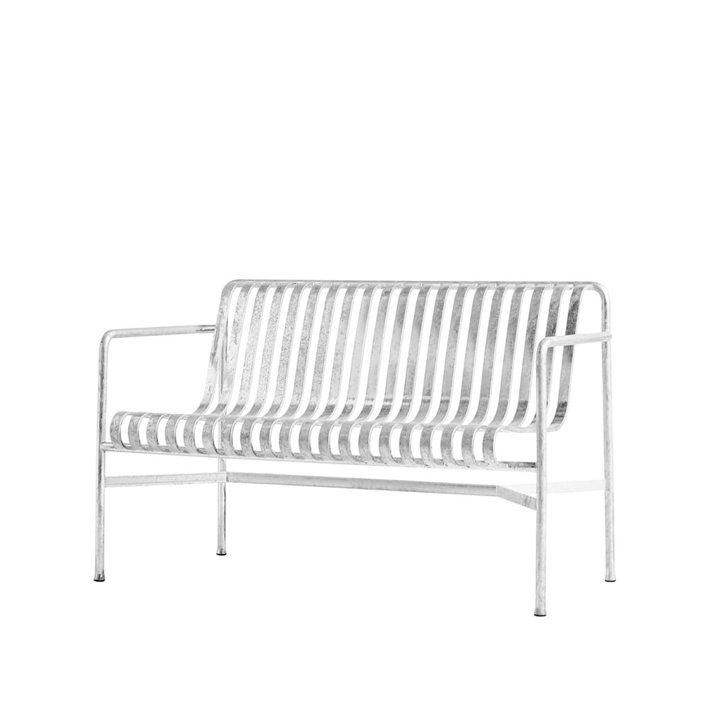 HAY Palissade Dining bank met armleuningen Hot galvanized