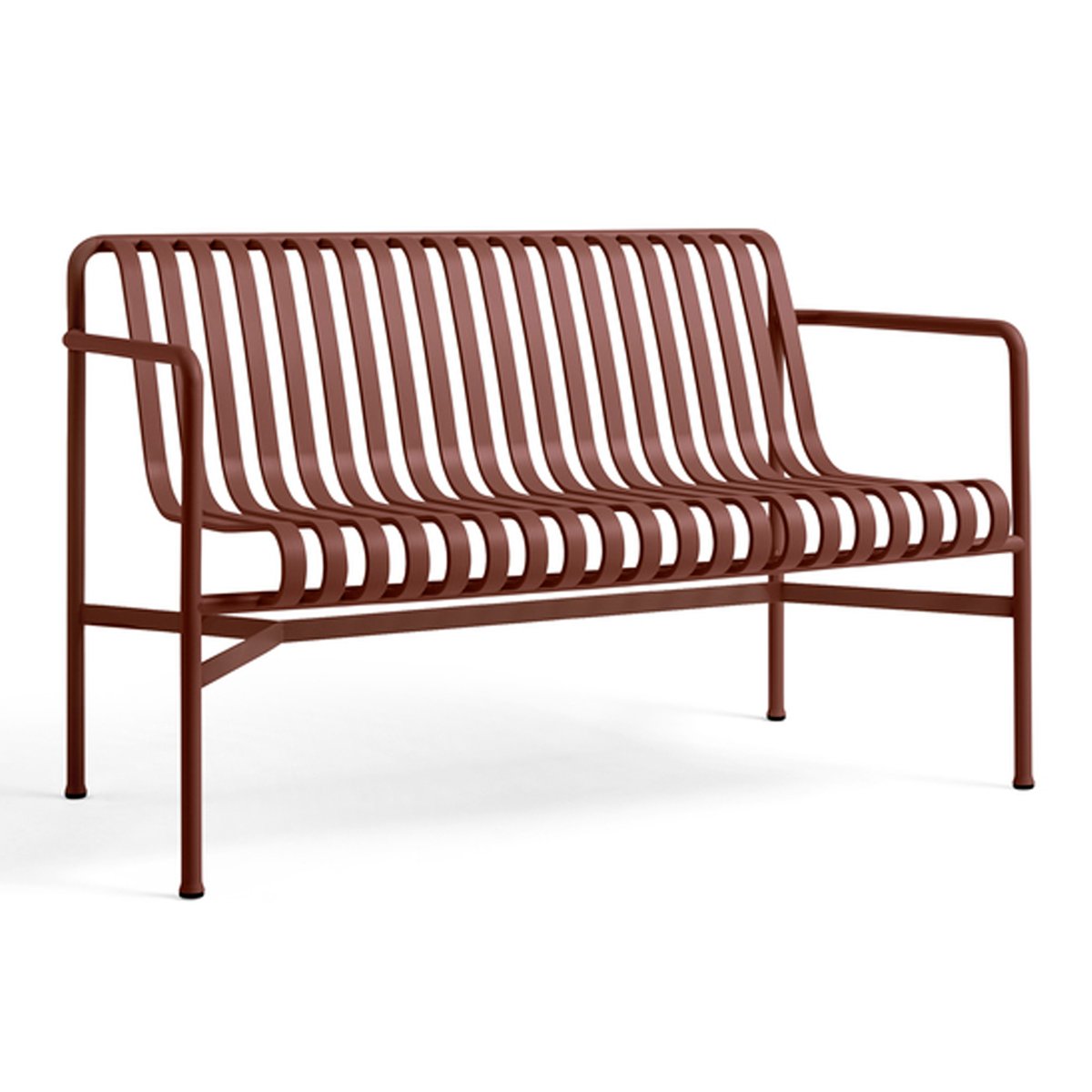 HAY Palissade Dining bank met armleuningen Iron red
