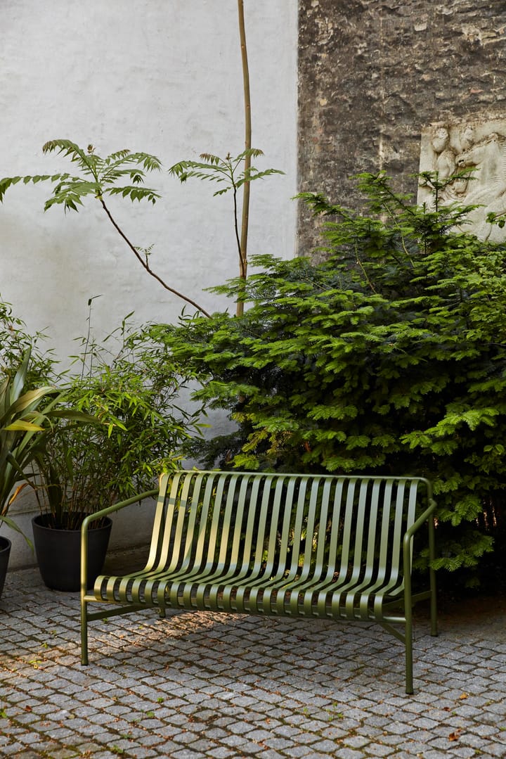 Palissade Dining bank met armleuningen, Olive HAY