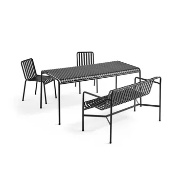 Palissade eetgroep 2 stoelen + bank 170x90 cm - Anthracite - HAY