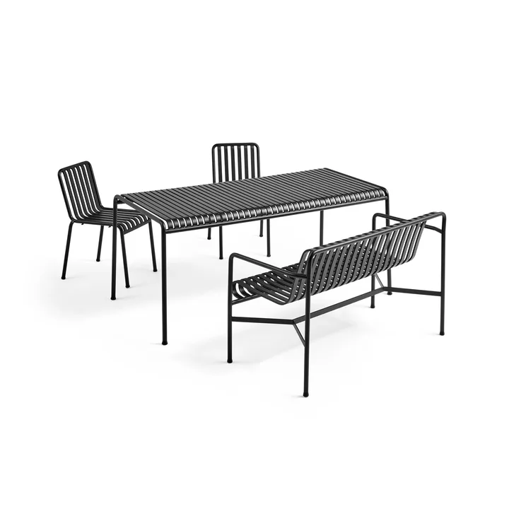 Palissade eetgroep 2 stoelen + bank 170x90 cm - Anthracite - HAY
