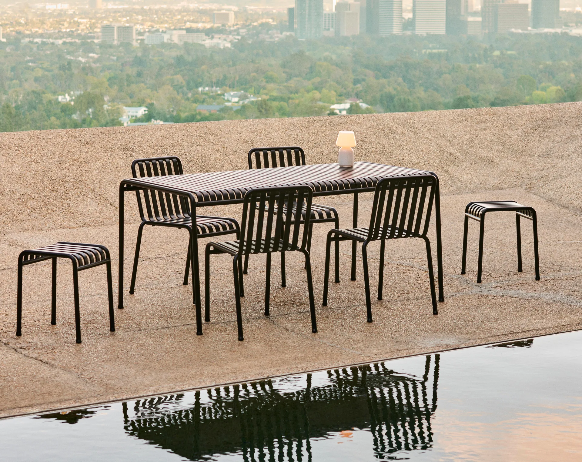 Palissade eetgroep 4 stoelen 170x90 cm - Anthracite,  HAY