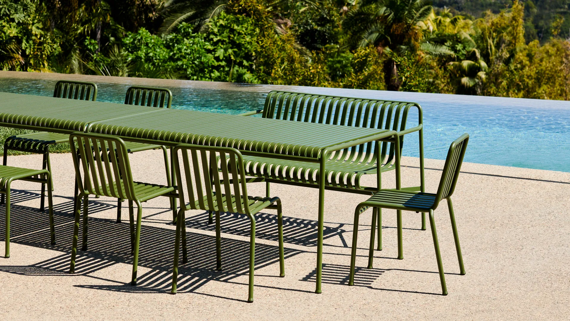 Palissade eetgroep 4 stoelen 170x90 cm - Olive,  HAY