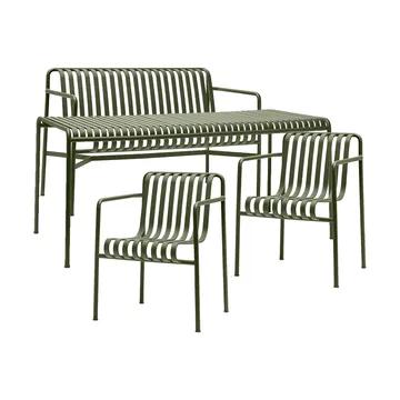 Palissade eetset 2 Dining armstoel + bank 170x90 cm olive - HAY