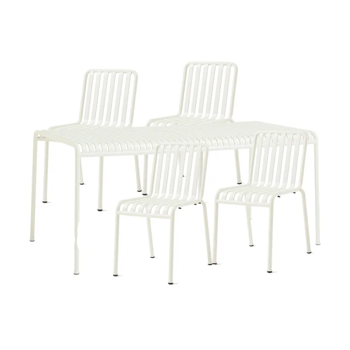 Palissade eetset 4 stoelen 170x90 cm cream white - HAY