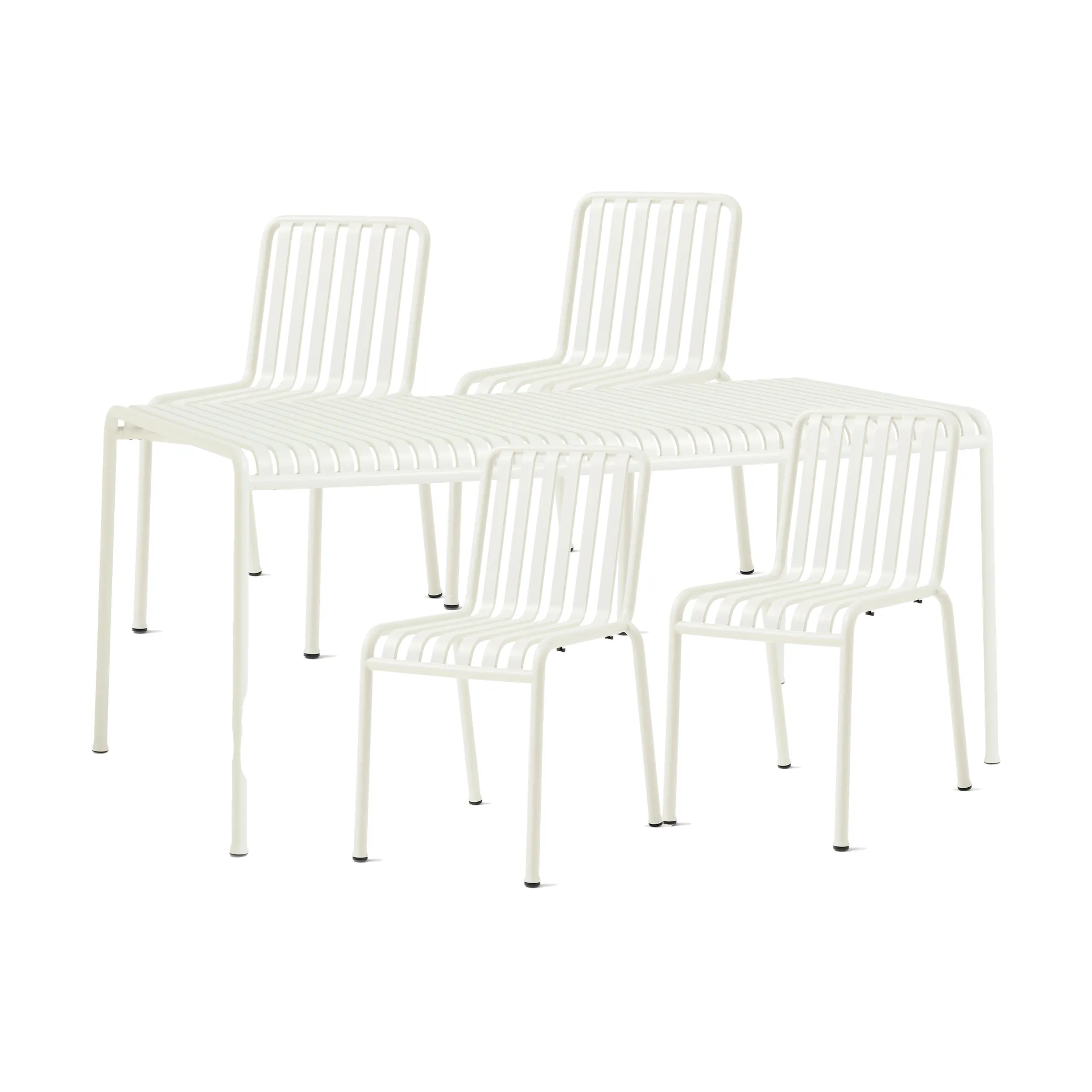 Palissade eetset 4 stoelen 170x90 cm cream white HAY