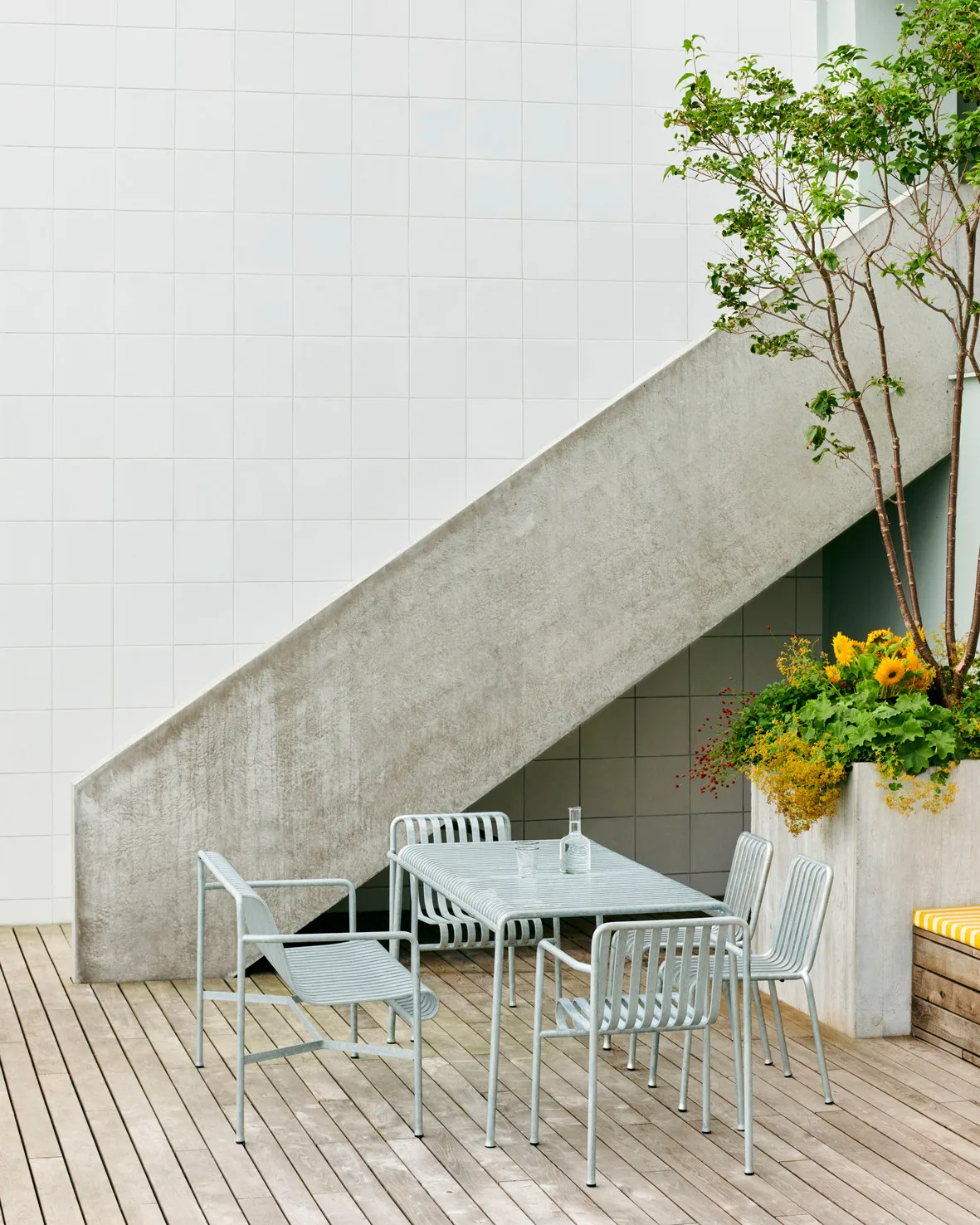 Palissade eetset 4 stoelen 170x90 cm gegalvaniseerd,  HAY