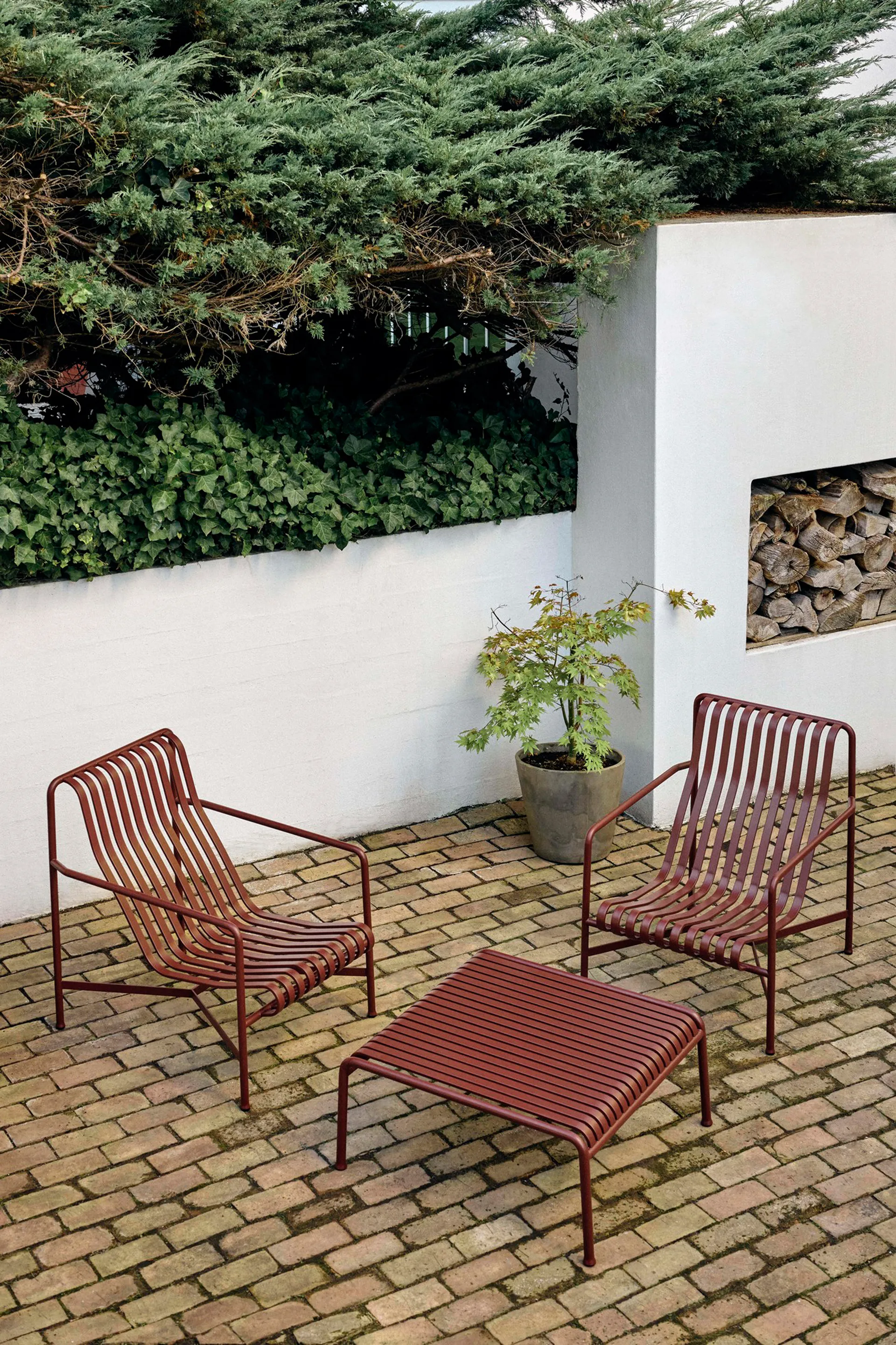 Palissade High loungefauteuil, Iron red HAY