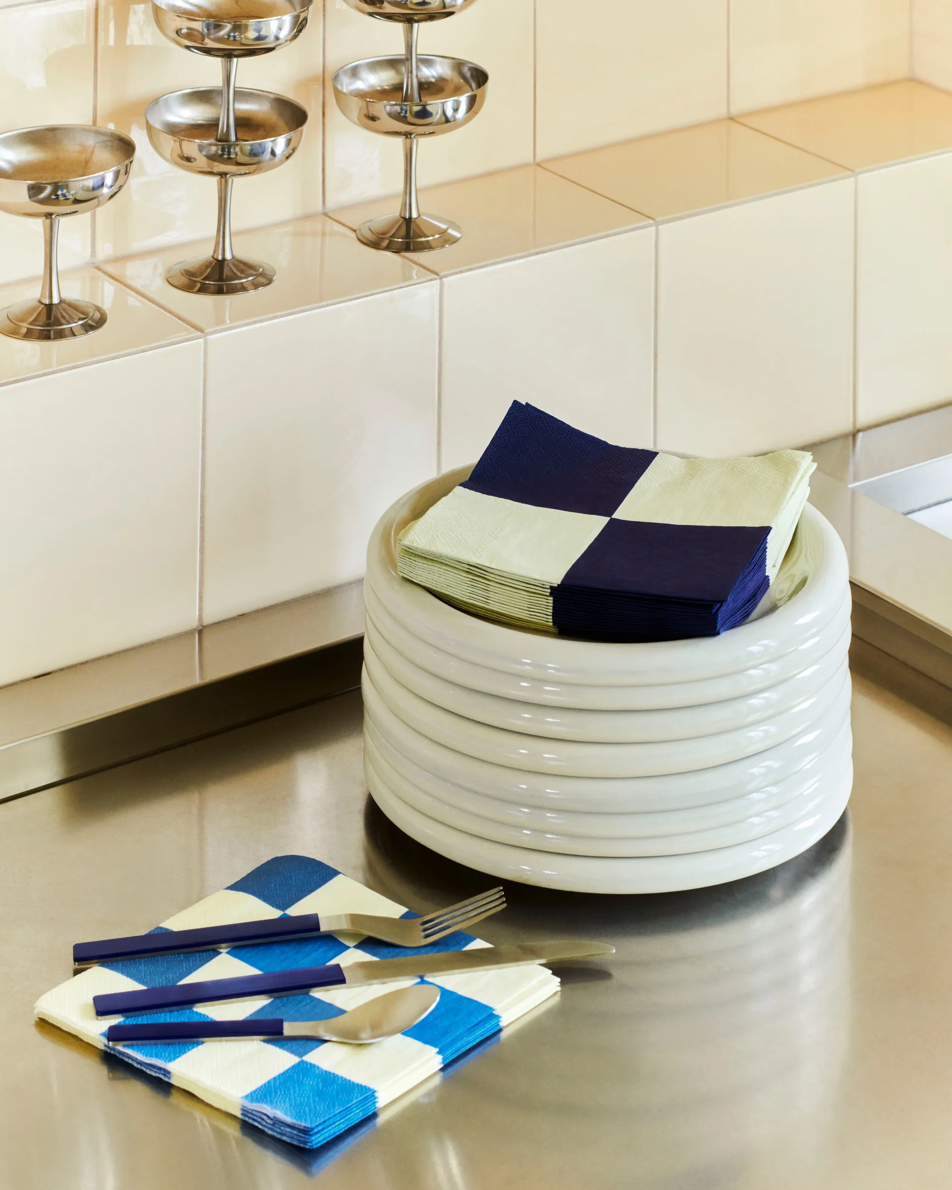 Pattern Dinner Check servet 40x40 cm 20-pack, Off white-blues M HAY