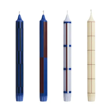 Pattern kaars mix 4-pack - Blue-silver - HAY