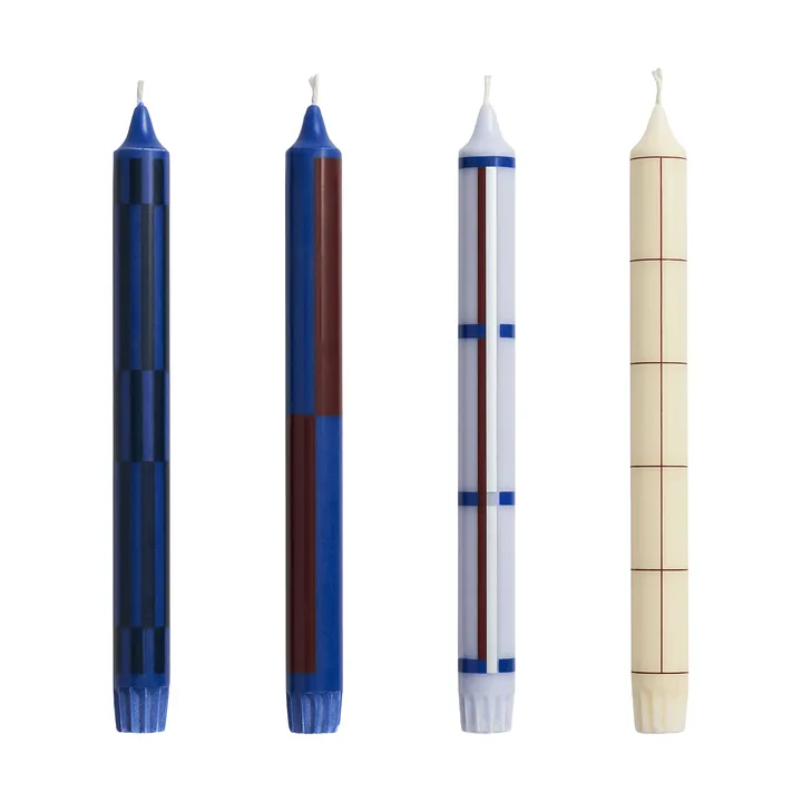 Pattern kaars mix 4-pack - Blue-silver - HAY