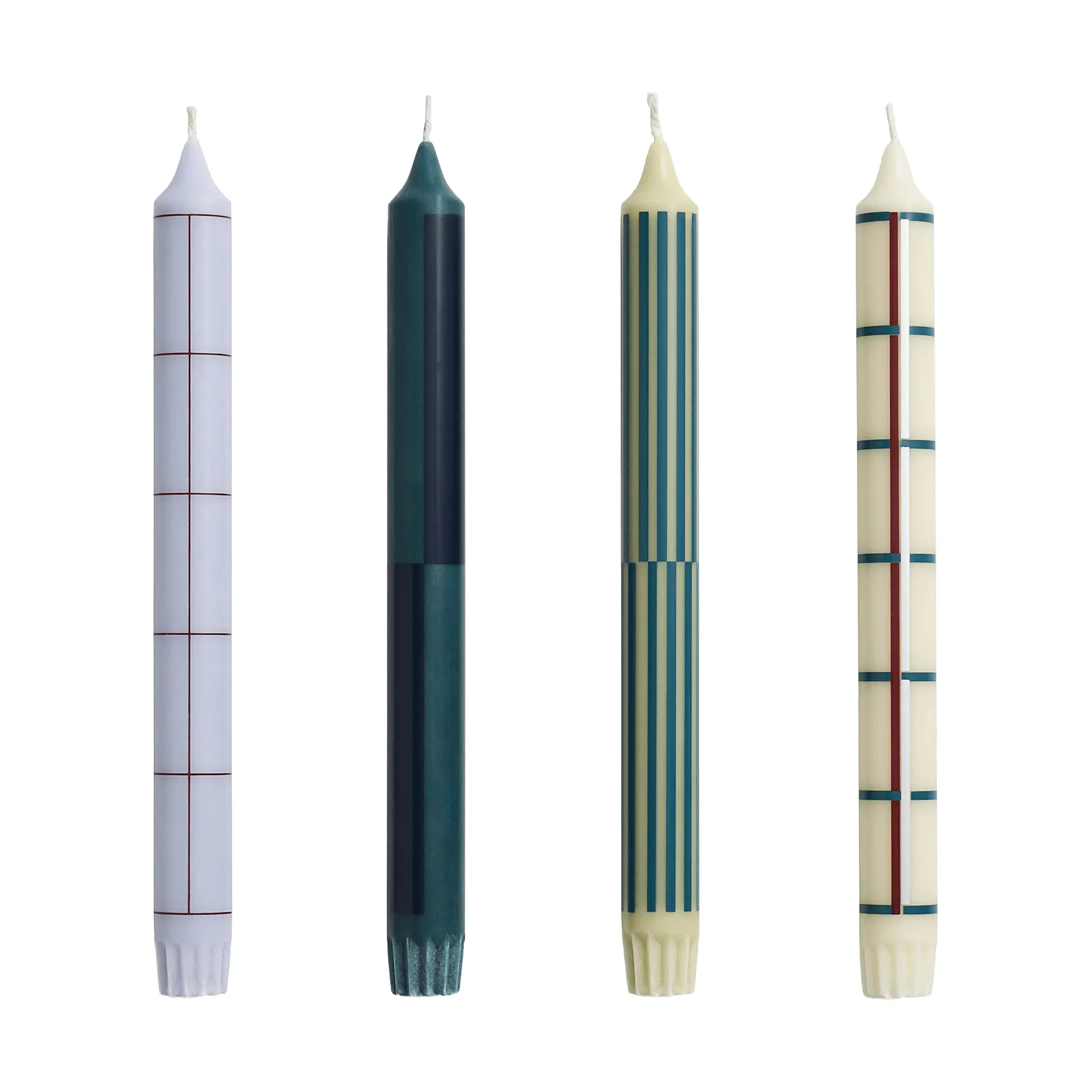 Pattern kaars mix 4-pack, Green-silver HAY