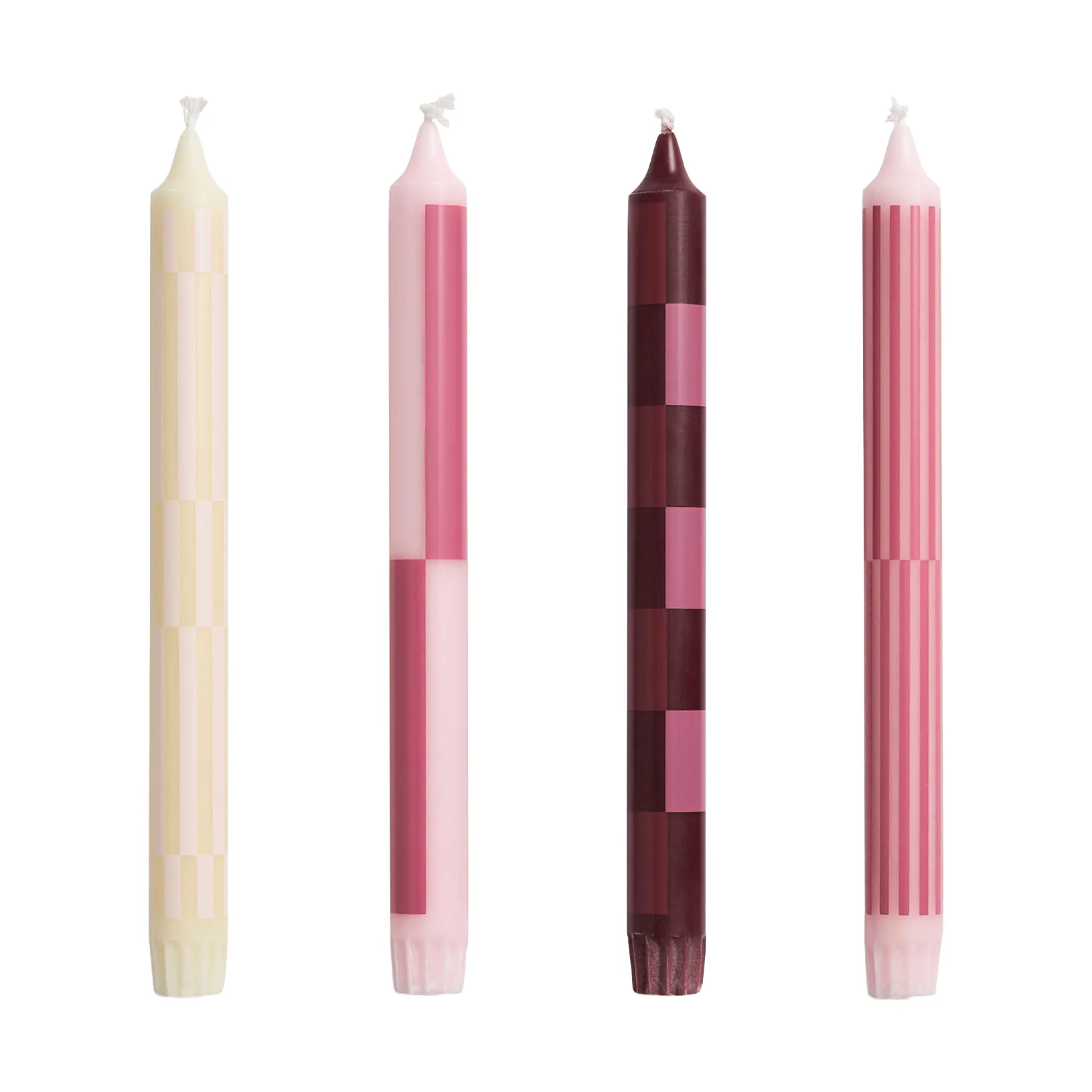 Pattern kaars mix 4-pack, Pink-bordeaux HAY