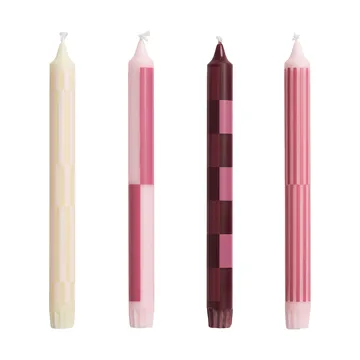 Pattern kaars mix 4-pack - Pink-bordeaux - HAY