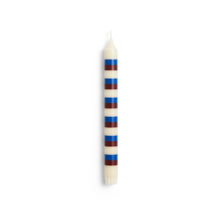 Pattern kaars stripe, Off white-brown-blue HAY