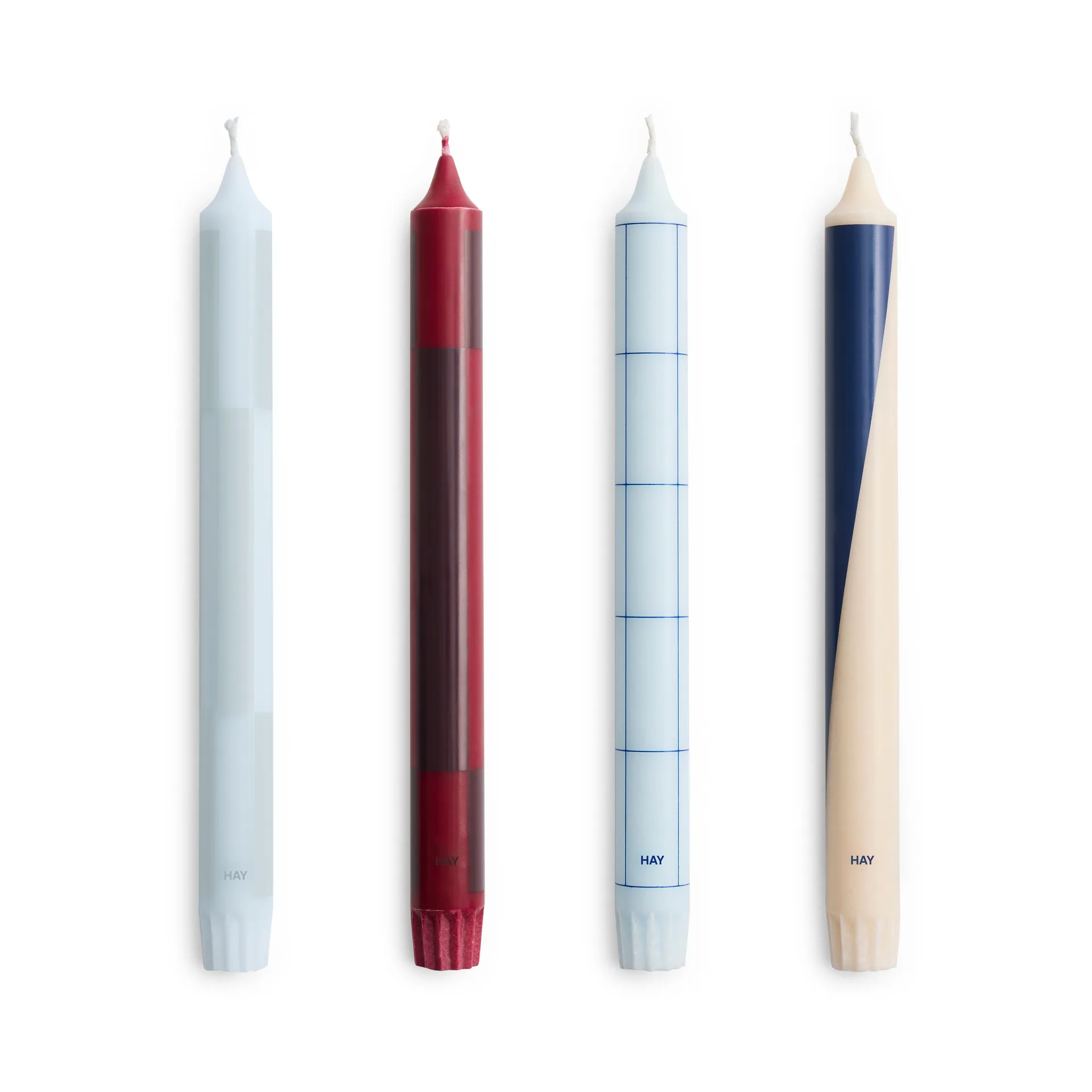 Pattern kaarsen mix 4-pack, Blues-bordeaux HAY