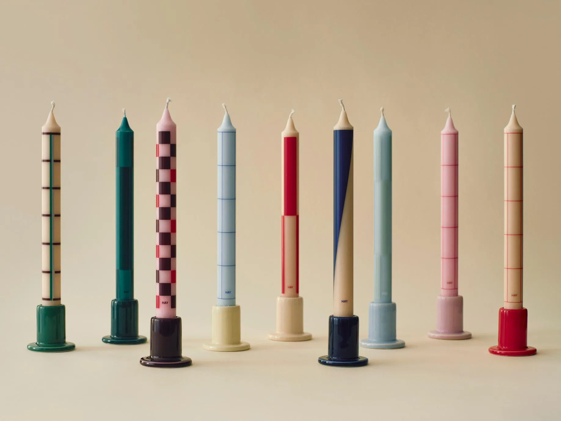 Pattern kaarsen mix 4-pack, Light pink-blue HAY