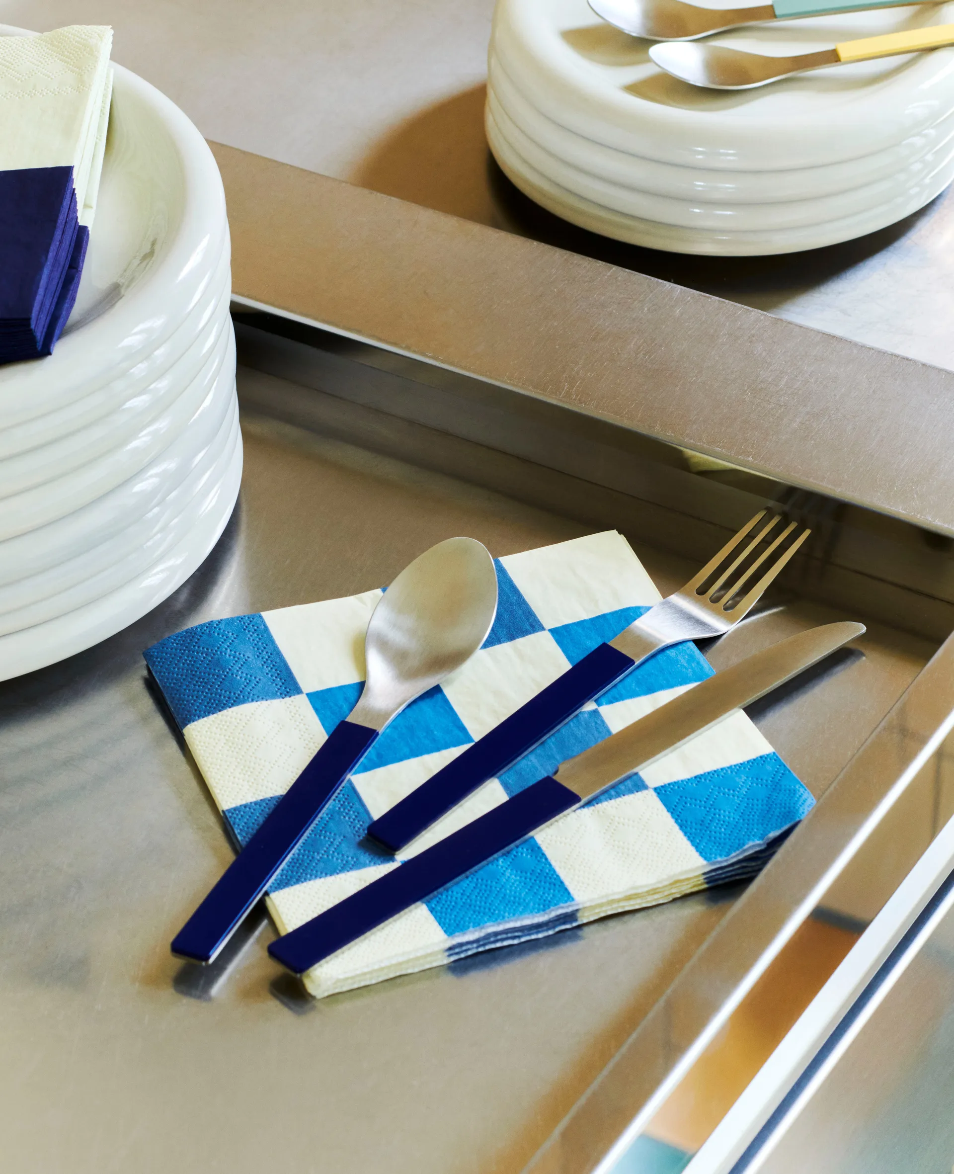 Pattern Lunch Check servet 33x33 cm 20-pack, Off white-blue M HAY
