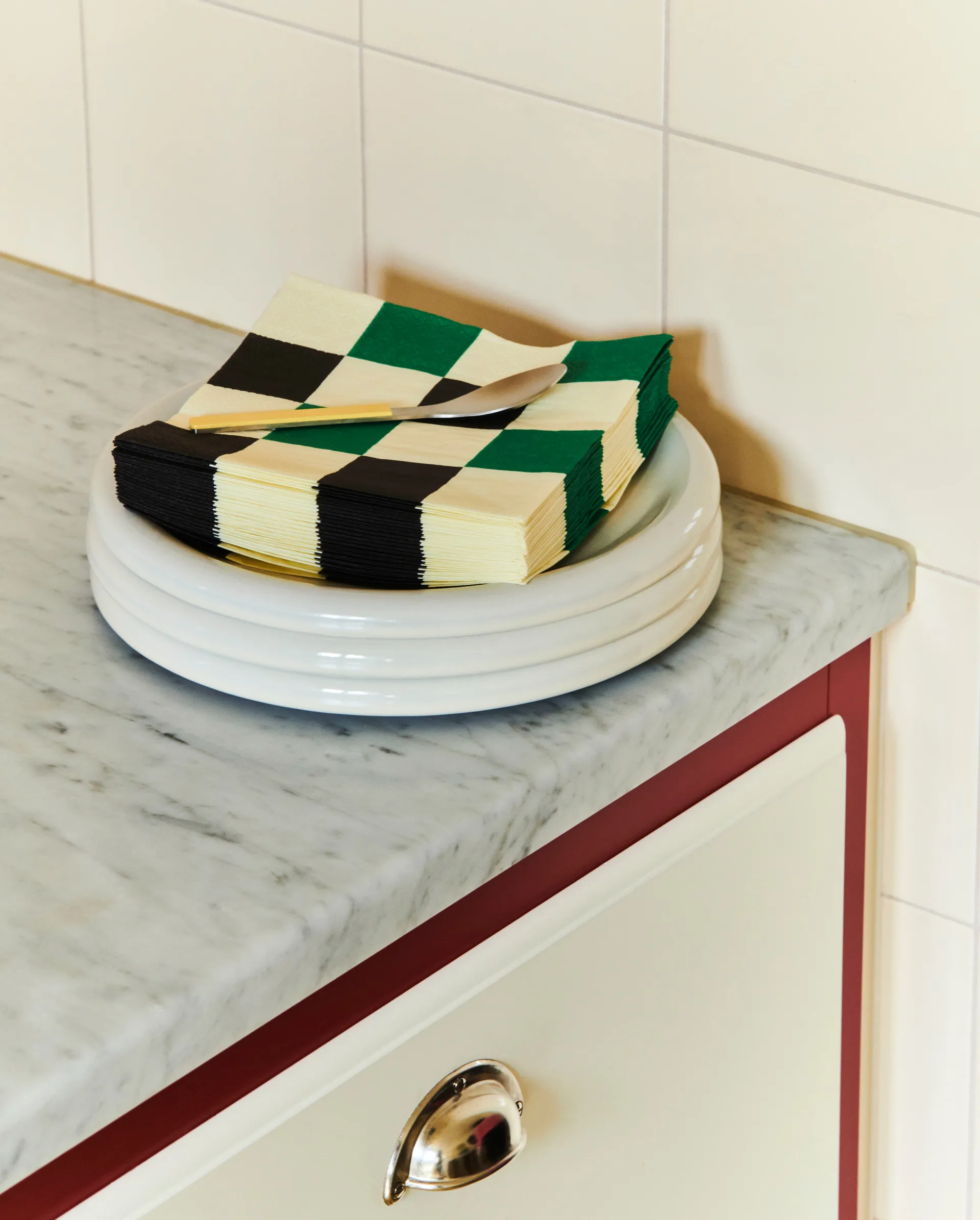 Pattern Lunch Check servet 33x33 cm 20-pack, Off white-green-black M HAY