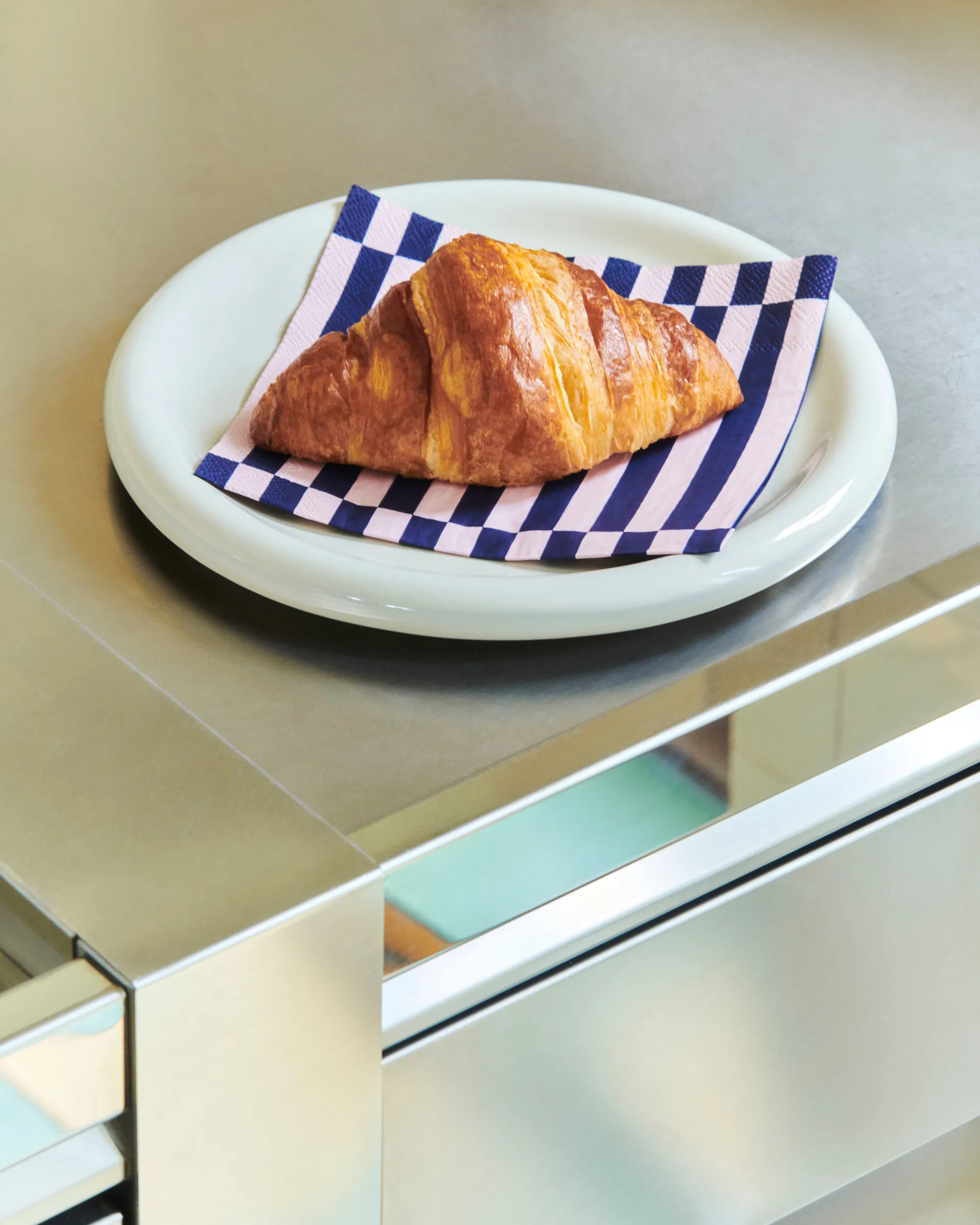 Pattern Lunch Stripe servet 33x33 cm 20-pack, Light pink-dark blue pillar HAY