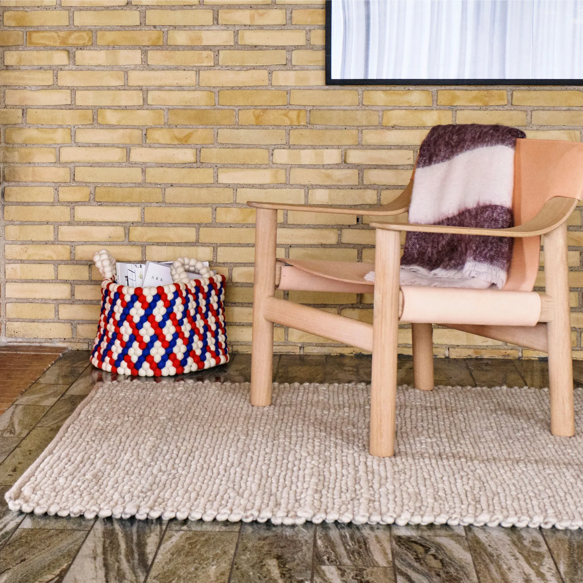 Peas Random wollen vloerkleed 140x200 cm, Soft grey HAY