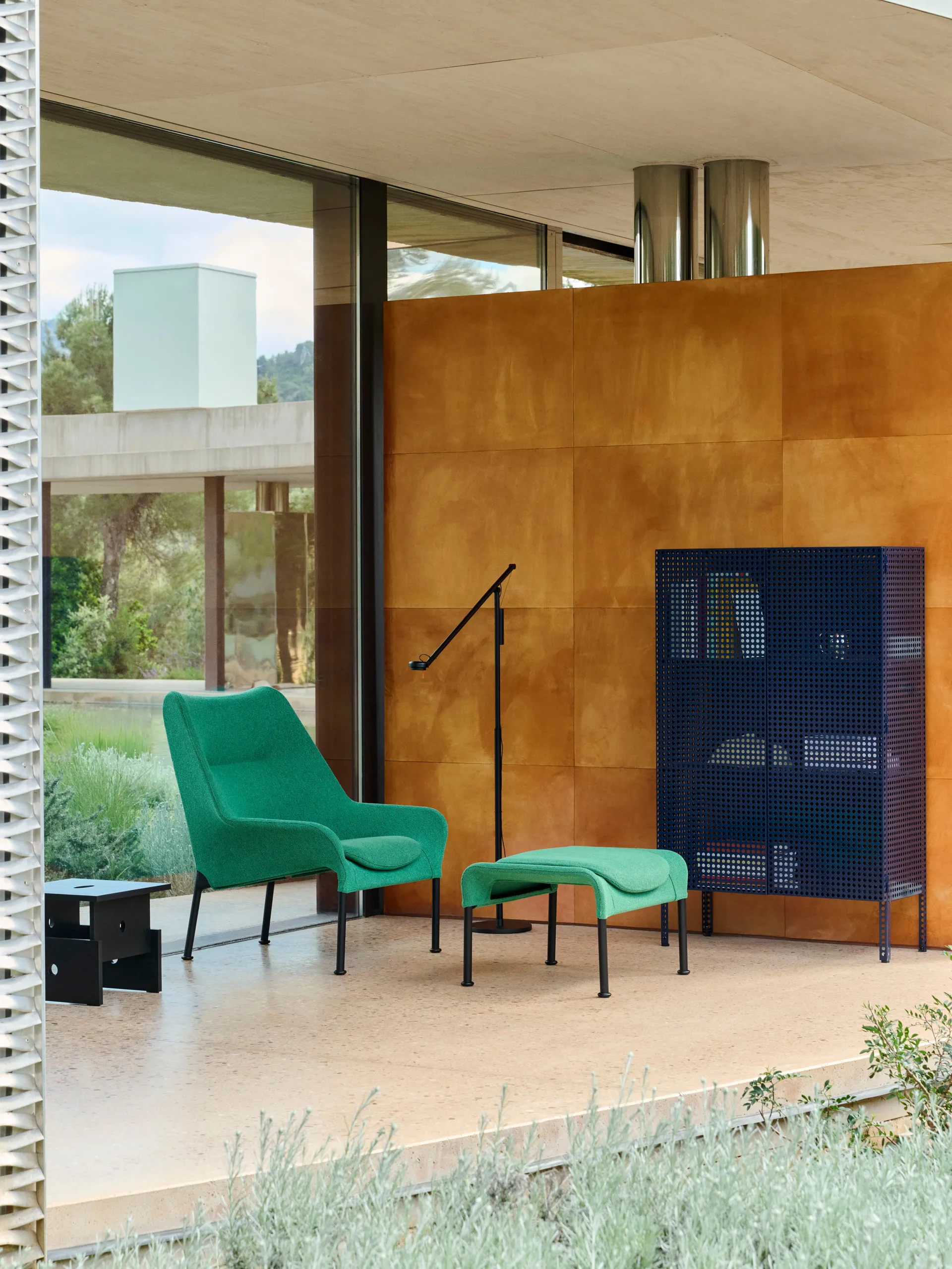 Perforated Cabinet kast large, Steel blue HAY