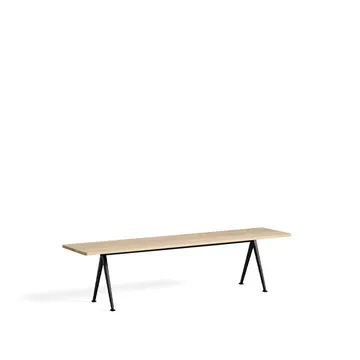Pyramid bank - Oak mat gelakt – 190 cm – zwart stalen onderstel - HAY
