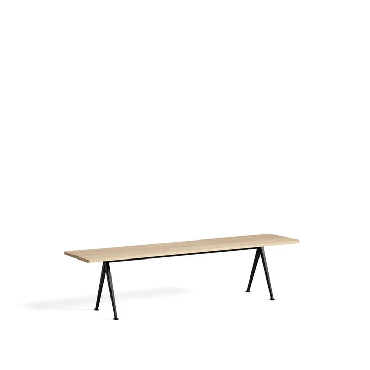 Pyramid bank - Oak mat gelakt – 190 cm – zwart stalen onderstel - HAY