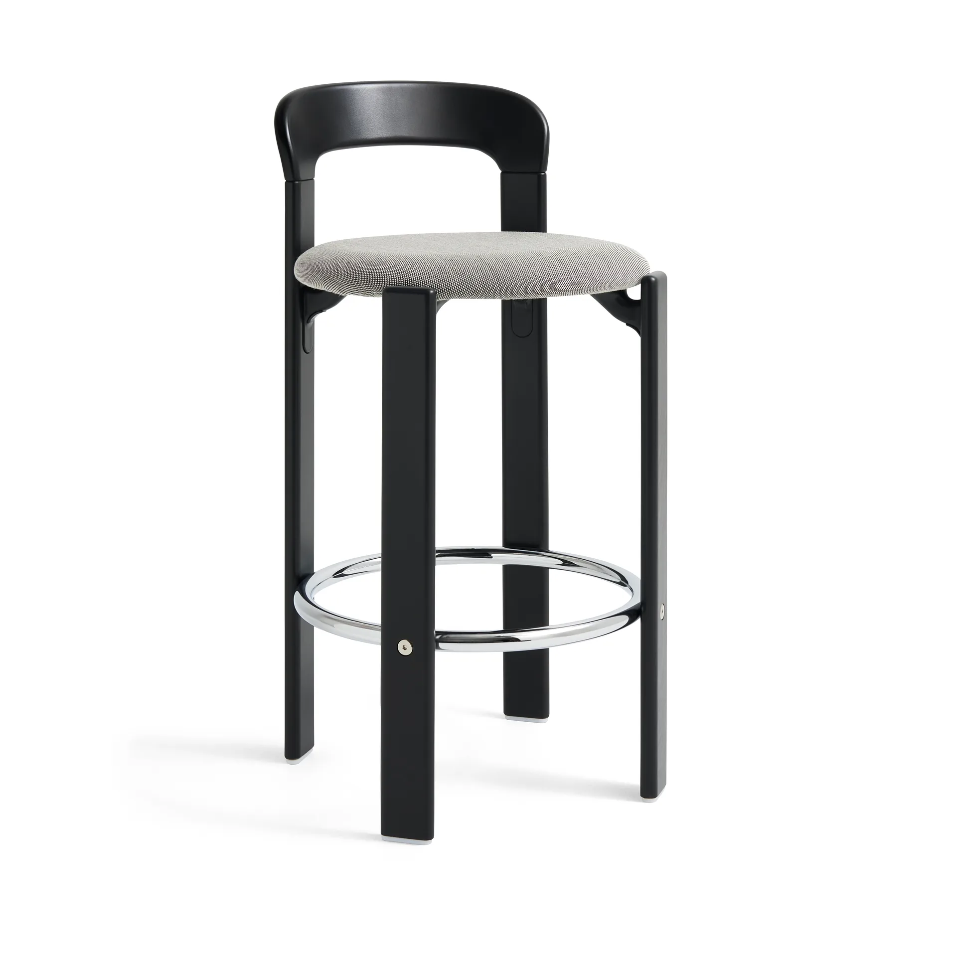 Rey Low gestoffeerde barkruk, Steelcut Trio 124 deep black HAY