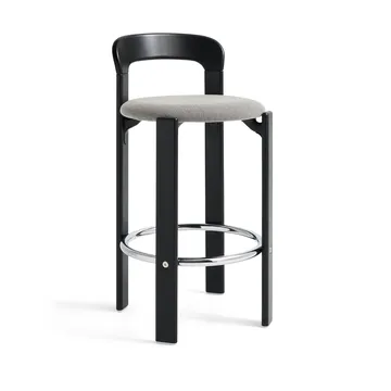 Rey Low gestoffeerde barkruk - Steelcut Trio 124 deep black - HAY