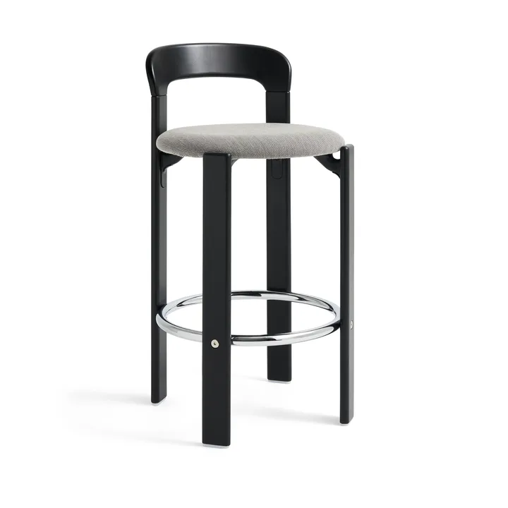 Rey Low gestoffeerde barkruk - Steelcut Trio 124 deep black - HAY