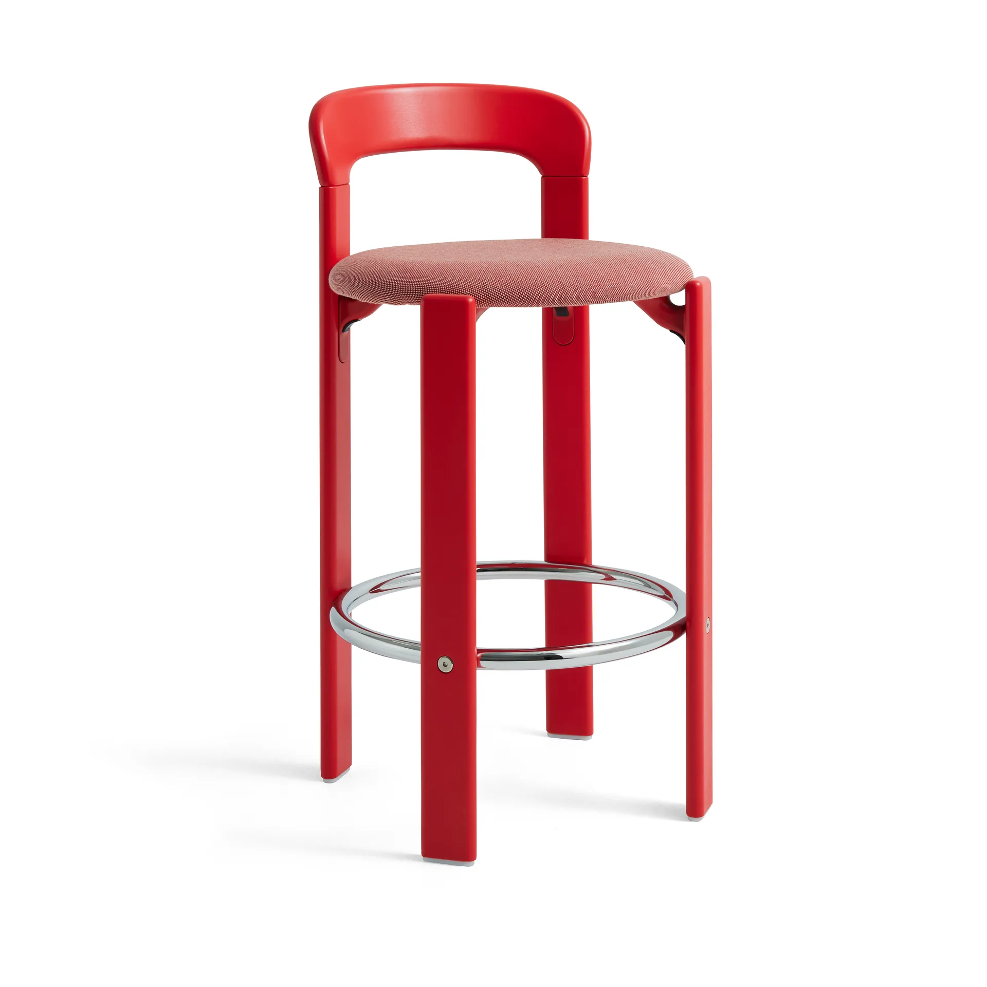 Rey Low gestoffeerde barkruk, Steelcut Trio 376 scarlet red HAY