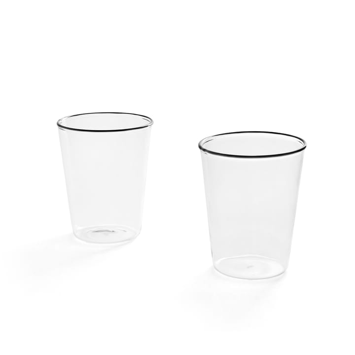 Rim glas 30 cl 2-pack transparant - Zwart - HAY