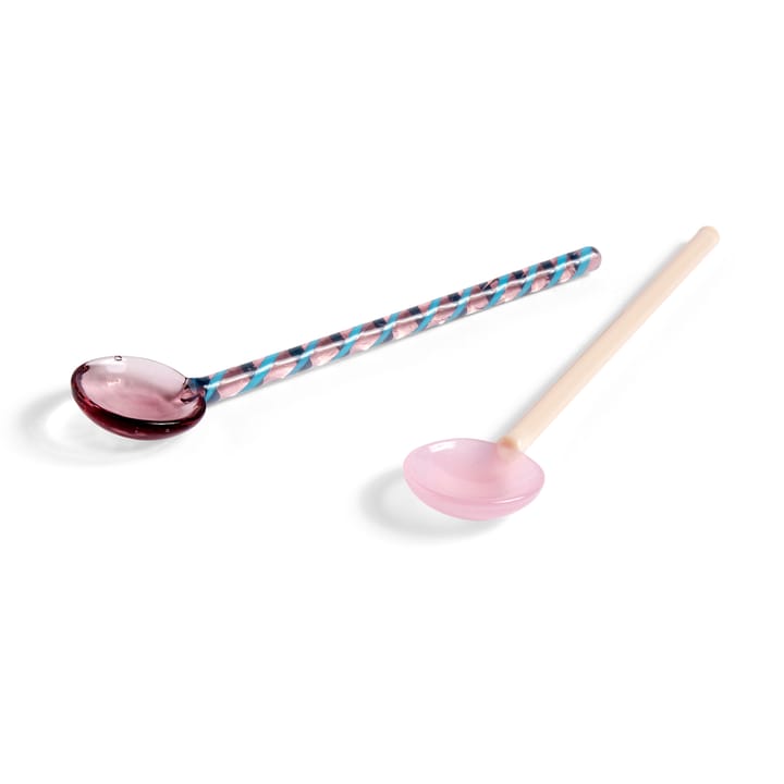 Round glazen lepel 2-pack - Aubergine-light pink - HAY