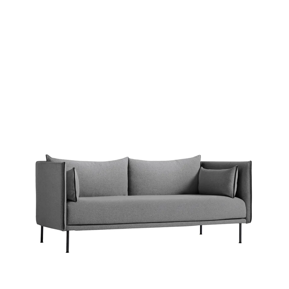 Silhouette 2-zits bank, Coda 182 grijs – zwarte metalen poten HAY