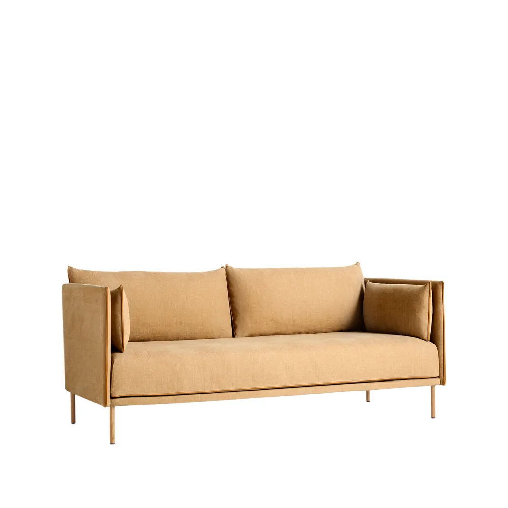 Silhouette 2-zits bank, Linara 142 – cognac leren piping – geolied eiken HAY