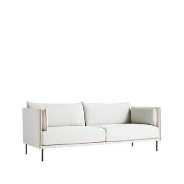 Silhouette 3-zits bank - Beige – cognac piping – zwarte metalen poten - HAY
