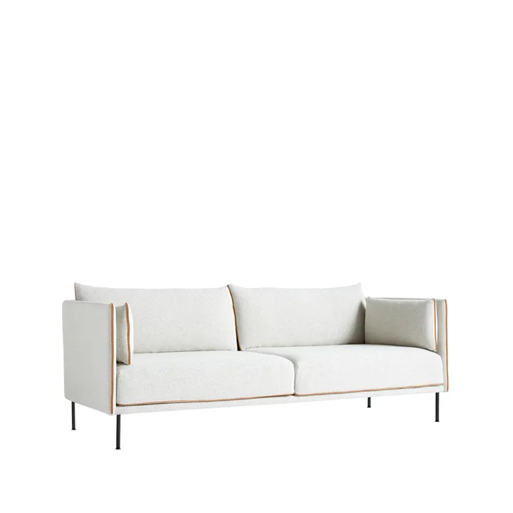 Silhouette 3-zits bank - Beige – cognac piping – zwarte metalen poten - HAY