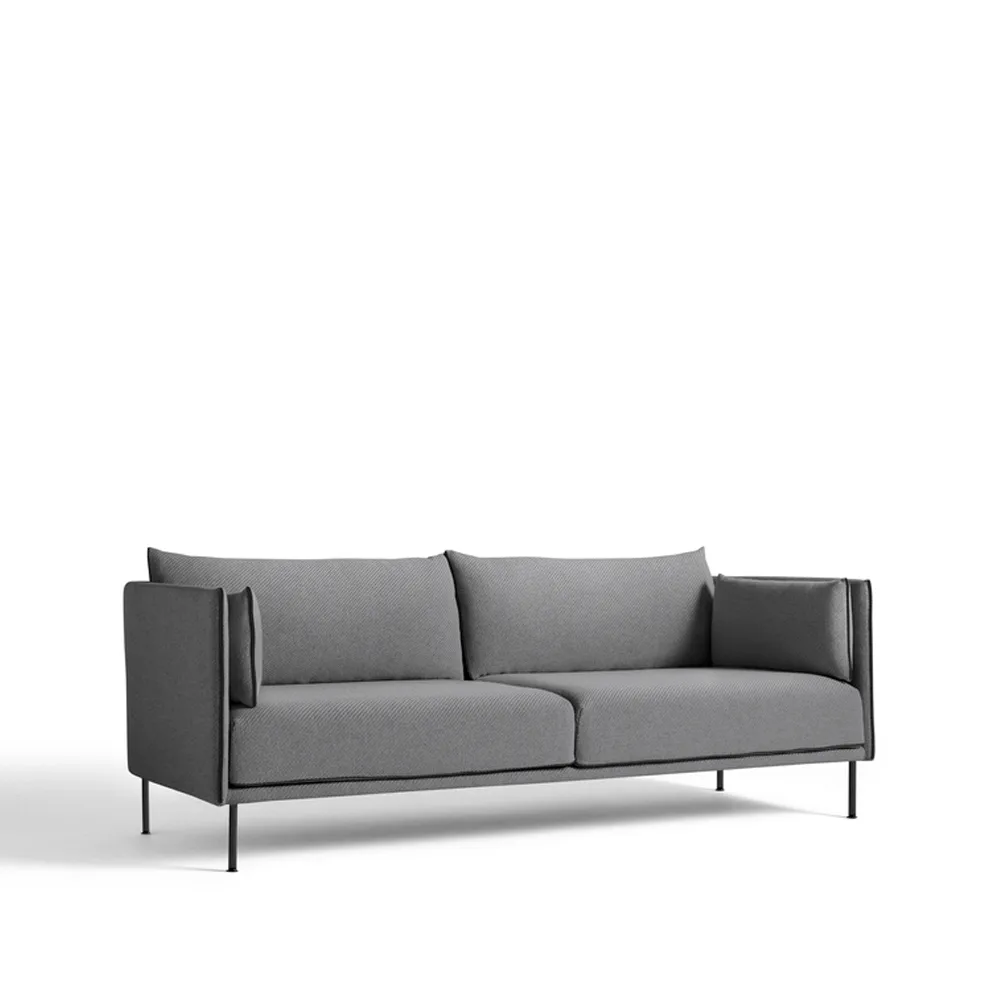 Silhouette 3-zits bank, Coda 182 grijs – zwarte metalen poten HAY