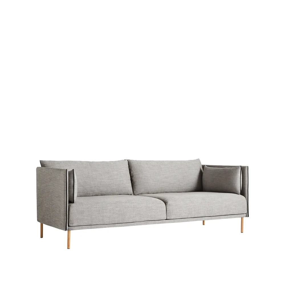 Silhouette 3-zits bank, Grey – zwarte piping – geoliede eiken poten HAY