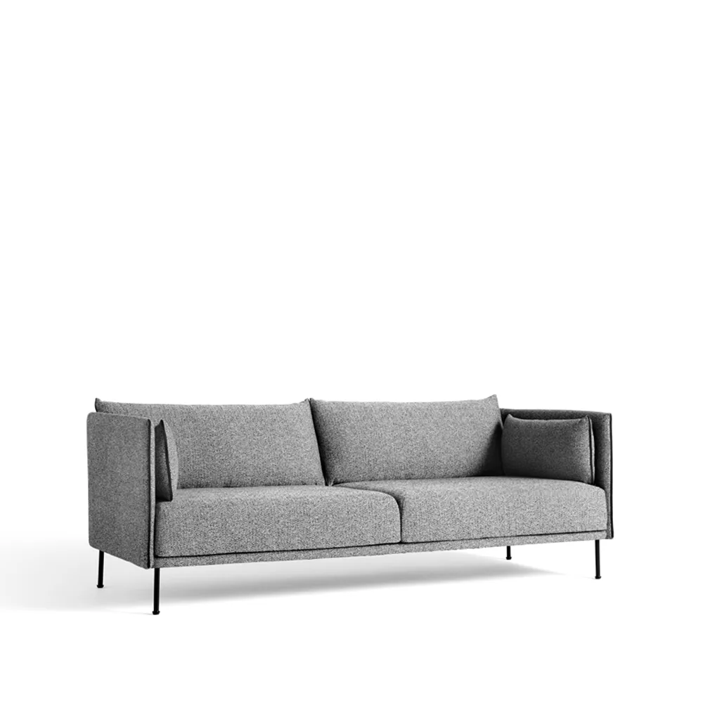 Silhouette 3-zits bank, Olavi 03 grey – zwarte metalen poten HAY