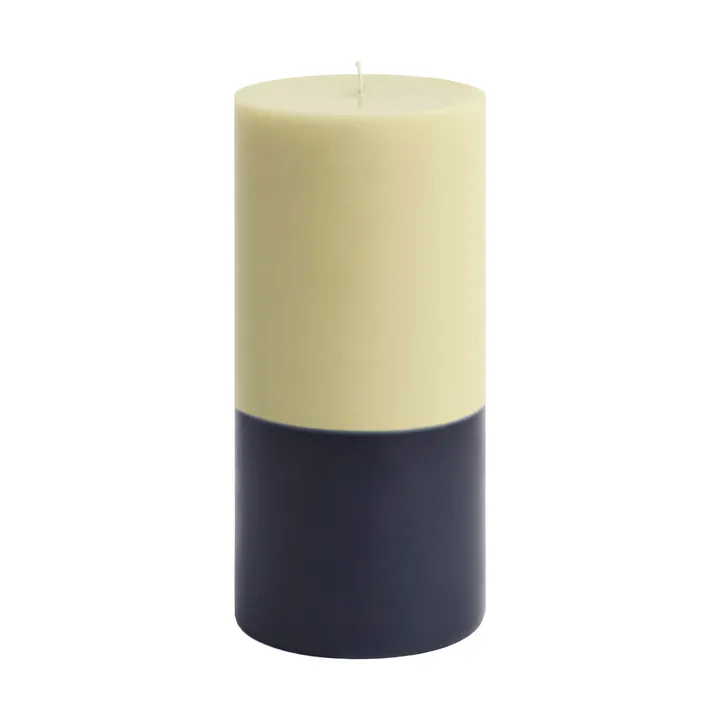 Silo Candle blockkaars - Limoenwit-middernachtblauw, Ø9,5x20 cm - HAY